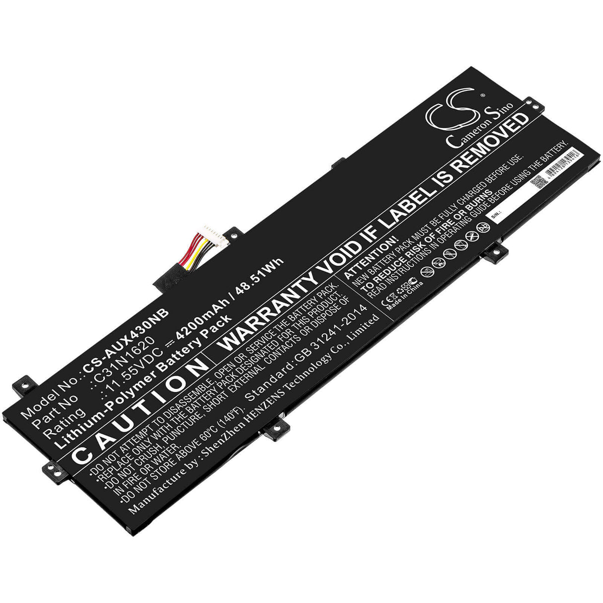 Battery For Asus, Bx430, Bx430ua, Bx430uq 11.55v, 4200mah - 48.51wh Notebook, Laptop Cameron Sino Technology Limited
