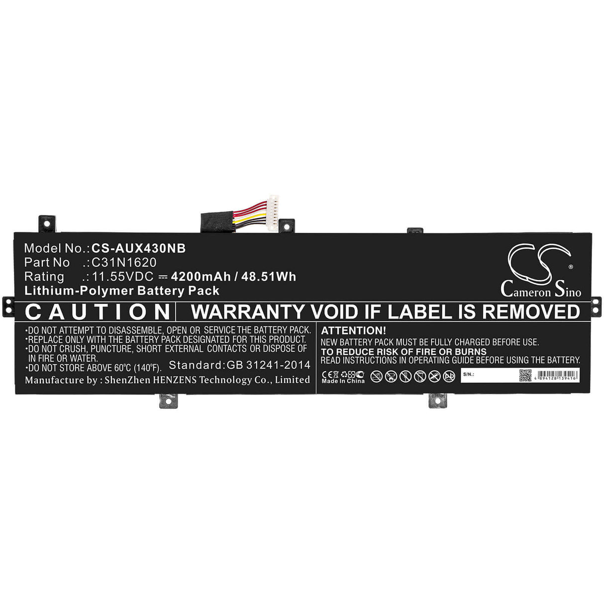 Battery For Asus, Bx430, Bx430ua, Bx430uq 11.55v, 4200mah - 48.51wh Notebook, Laptop Cameron Sino Technology Limited