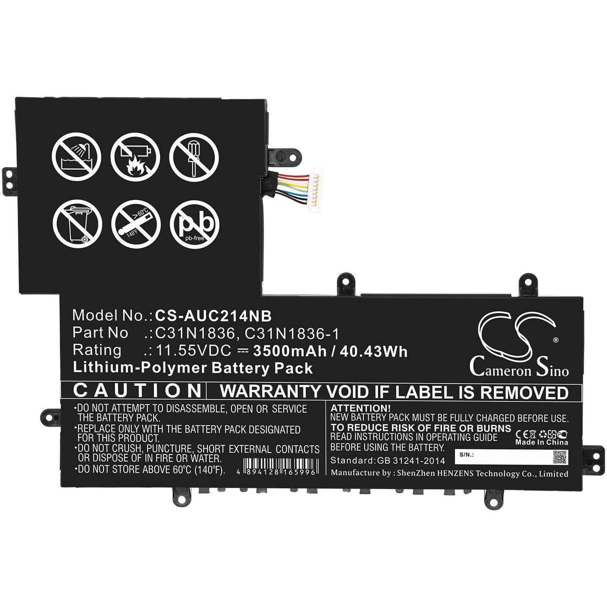 Battery For Asus, C204ma-1a, C204ma-bu0005, C204ma-bu0010 11.55v, 3500mah - 40.43wh Notebook, Laptop Cameron Sino Technology Limited