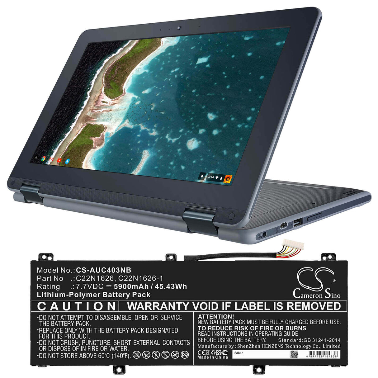Battery For Asus, C213na, C403na, Chromebook C403na 7.7v, 5900mah - 45.43wh Notebook, Laptop Cameron Sino Technology Limited