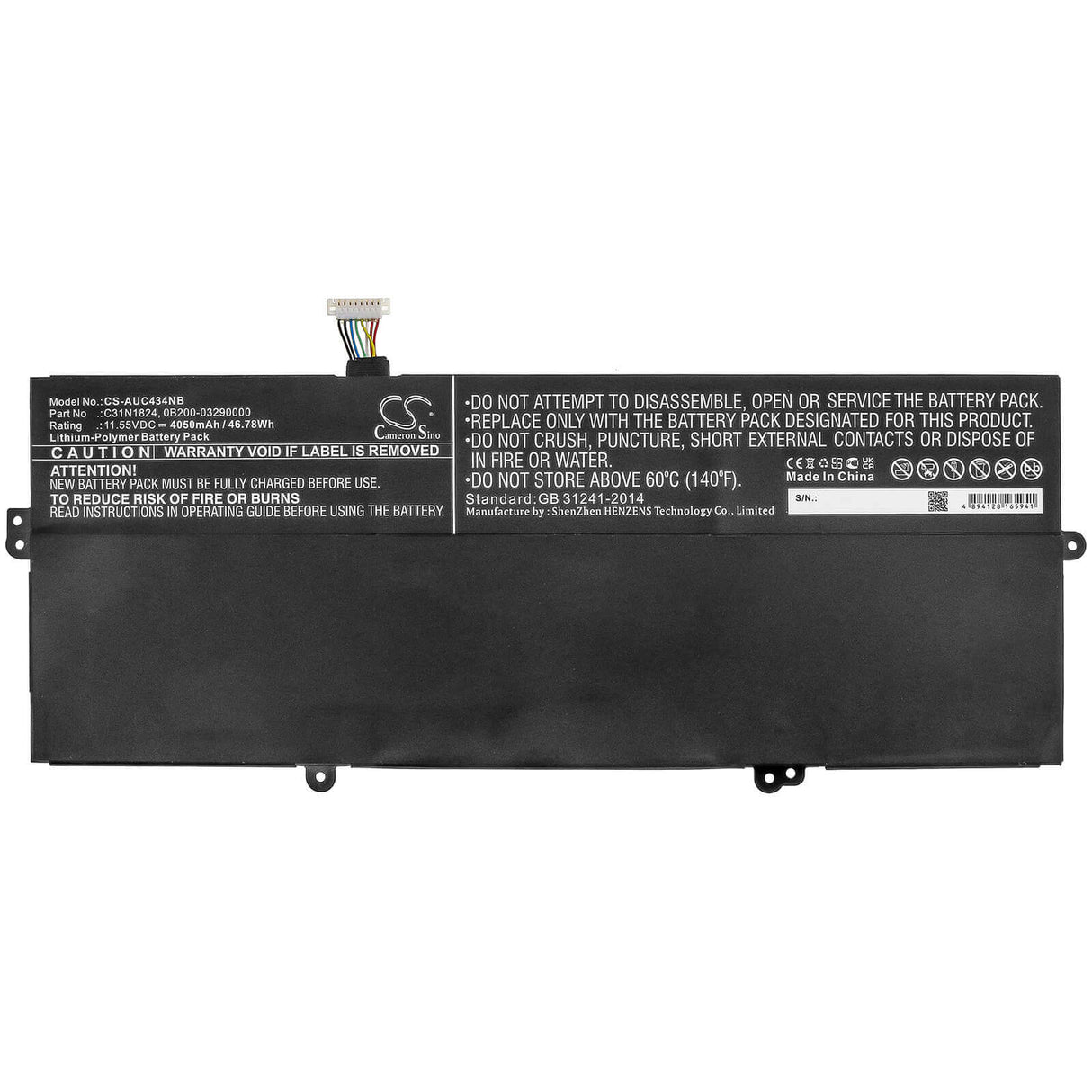 Notebook battery For Asus, C434ta, C434ta-ai0041, C434ta-ai0045 11.55v, 4050mah - 46.78wh Notebook, Laptop Cameron Sino Technology Limited