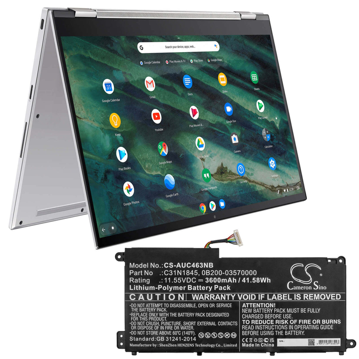 Notebook battery For Asus, Chromebook C436fa 11.55v, 3600mah - 41.58wh Notebook, Laptop Cameron Sino Technology Limited