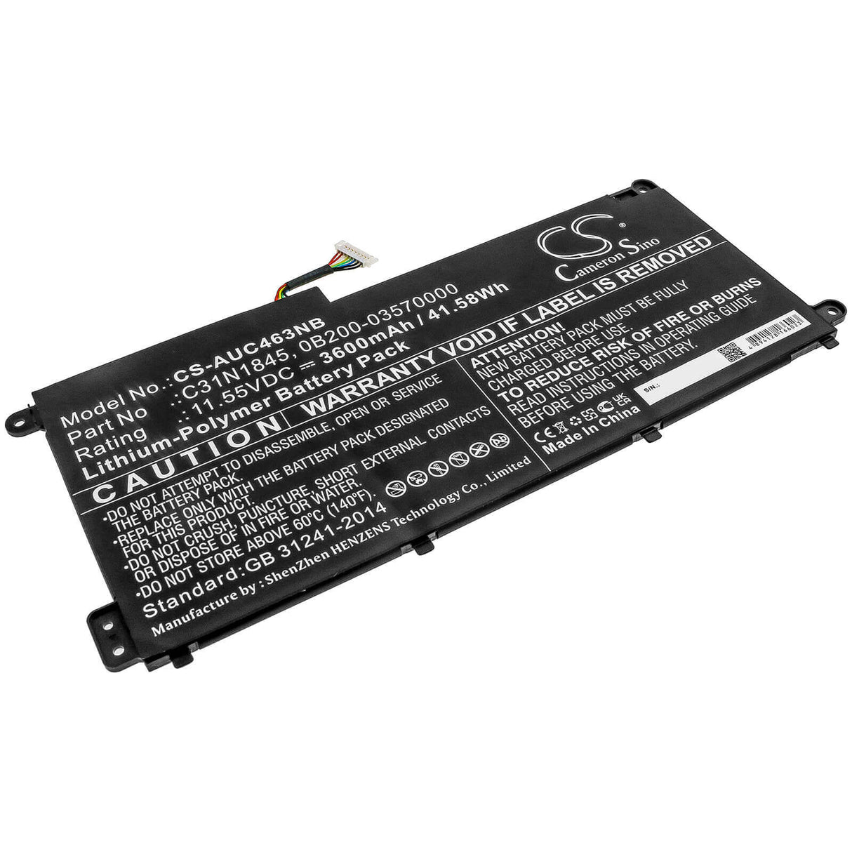 Notebook battery For Asus, Chromebook C436fa 11.55v, 3600mah - 41.58wh Notebook, Laptop Cameron Sino Technology Limited