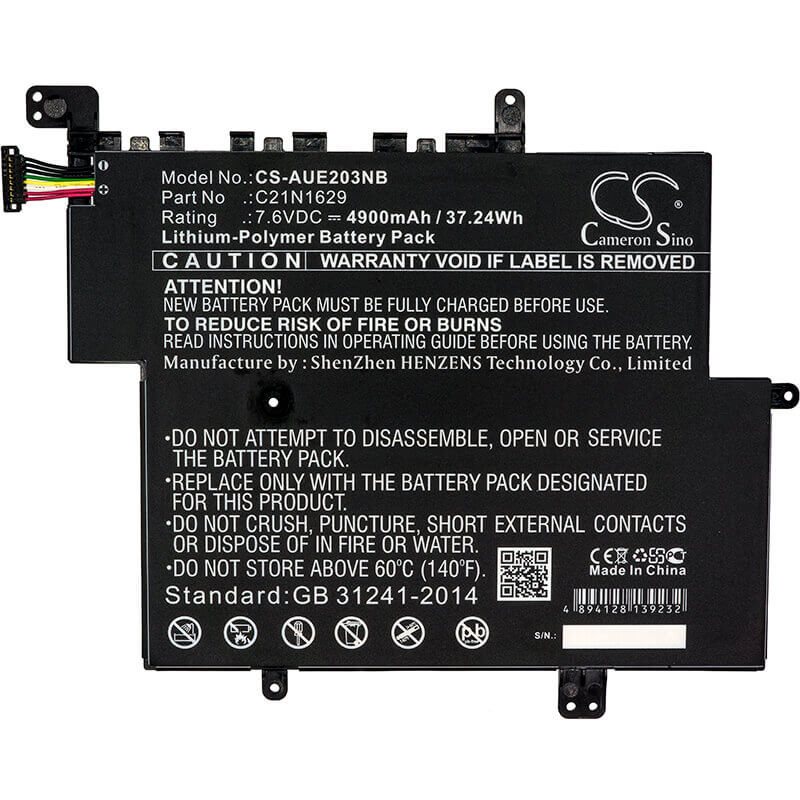 Battery For Asus, E203, E203n, E203na 7.6v, 4900mah - 37.24wh Notebook, Laptop Cameron Sino Technology Limited