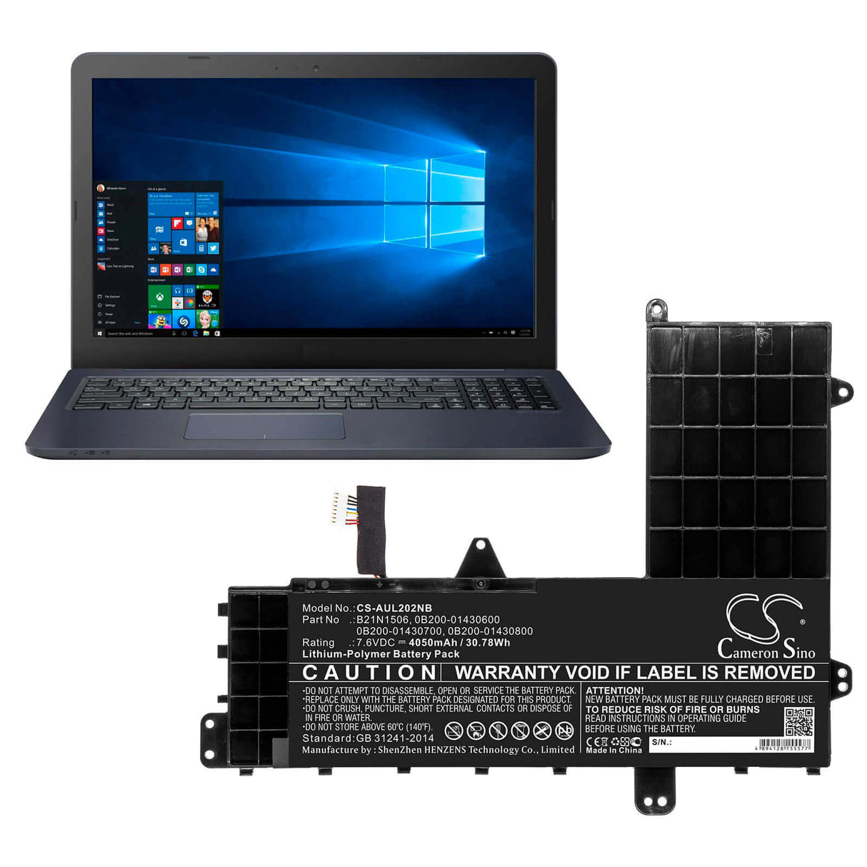 Battery For Asus, E502na-2a, E502na-2b, E502na-2c 7.6v, 4050mah - 30.78wh Notebook, Laptop Cameron Sino Technology Limited