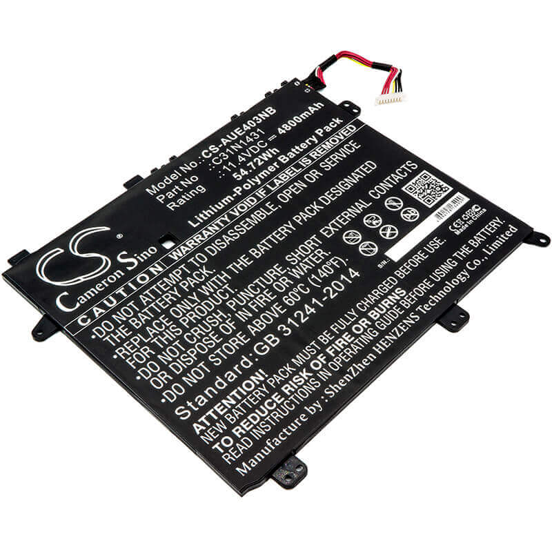 Notebook Battery For Asus, Eee Book E403s, Eee Book E403sa, 4800mah - 54.72wh Notebook, Laptop Cameron Sino Technology Limited