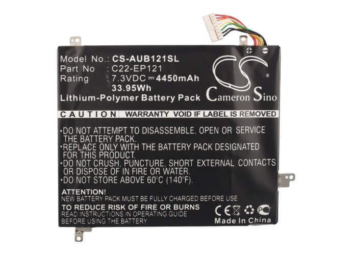 7.3V, Li-Polymer, 4450mAh, Tablet battery fits Asus, C22-ep121, Eee Pad B121, Eee Pad Slate, 33.95Wh Tablet Cameron Sino Technology Limited