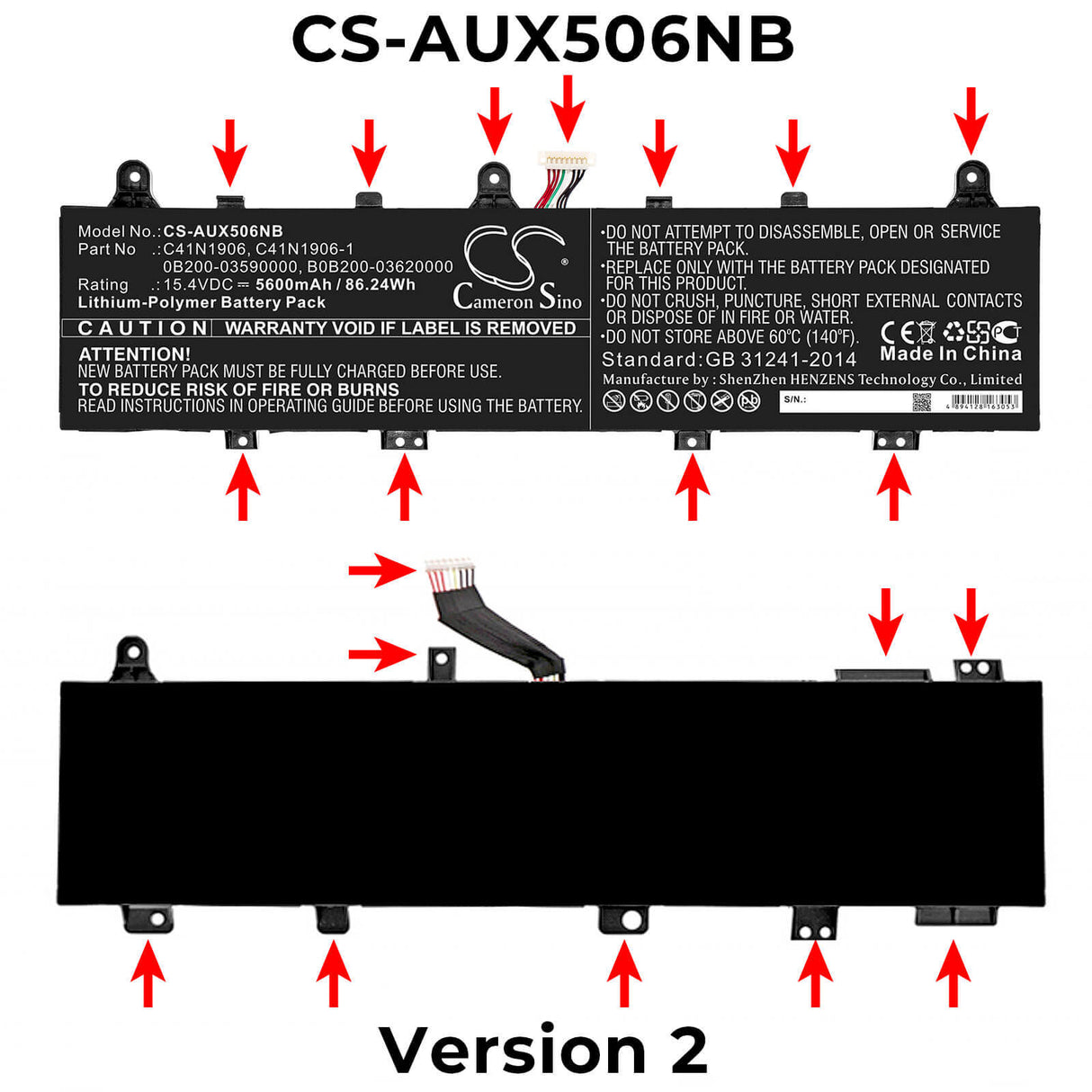 Battery For Asus, Fa506iv, Fa566iv, Fa706iu 15.4v, 5600mah - 86.24wh Notebook, Laptop Cameron Sino Technology Limited