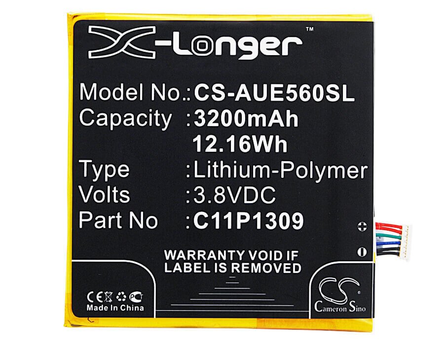 3.8V, Li-Polymer, 3200mAh, SmartPhone battery fits Asus, C11p1309, Fonepad Note 6, Fonepad Note Fhd6, 12.16Wh Mobile, SmartPhone Cameron Sino Technology Limited (Smartphone)