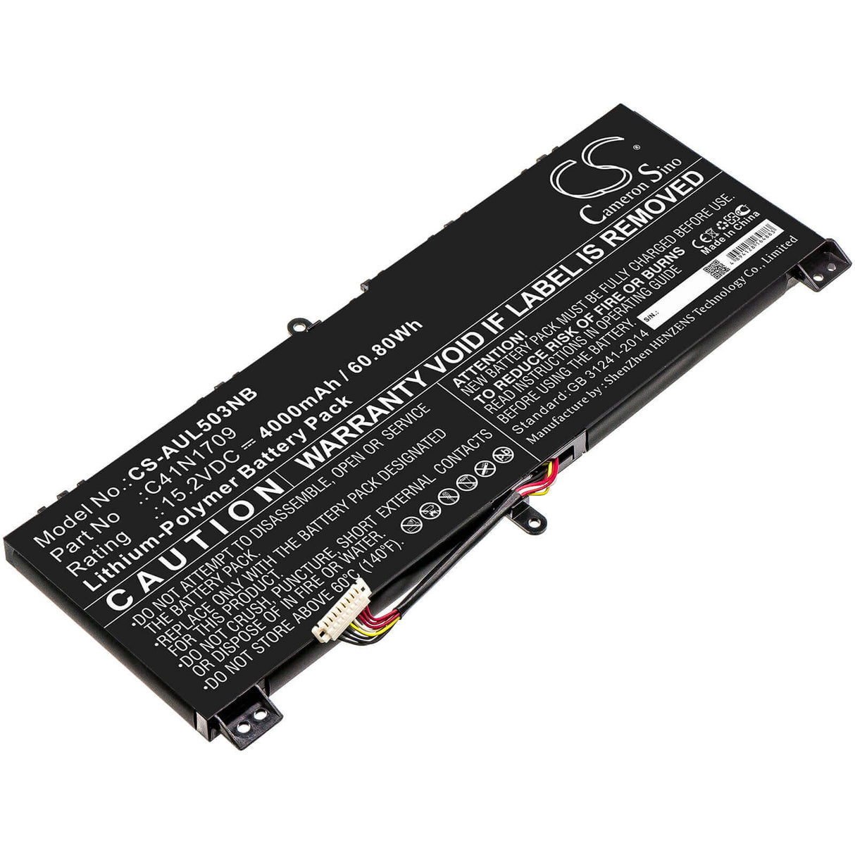Battery For Asus, Gl503vs, Rog Strix Gl503vs-0041a7700hq, Rog Strix Gl503vs-dh74 15.2v, 4000mah - 60.80wh Notebook, Laptop Cameron Sino Technology Limited