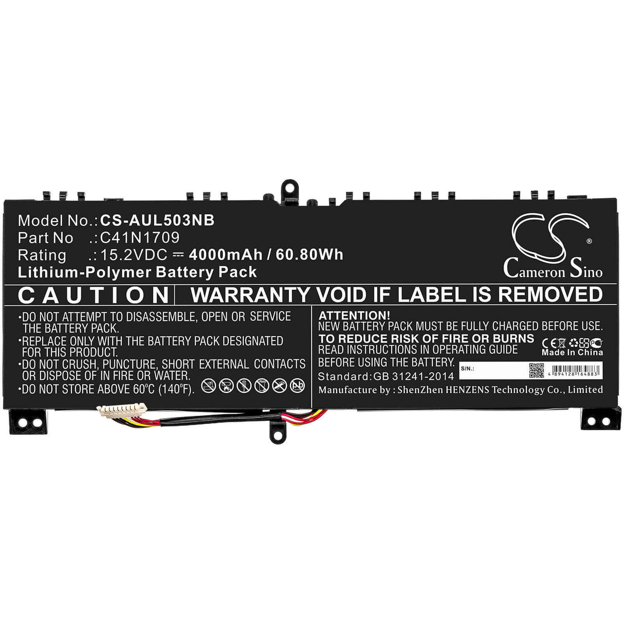 Battery For Asus, Gl503vs, Rog Strix Gl503vs-0041a7700hq, Rog Strix Gl503vs-dh74 15.2v, 4000mah - 60.80wh Notebook, Laptop Cameron Sino Technology Limited