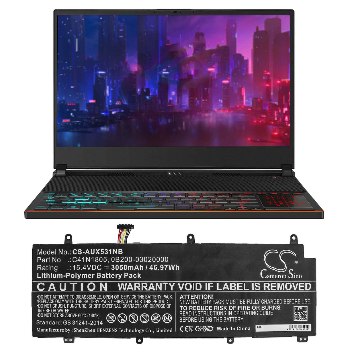 Battery For Asus, Gx531, Gx531gm, Gx531gs 15.4v, 3050mah - 46.97wh Notebook, Laptop Cameron Sino Technology Limited
