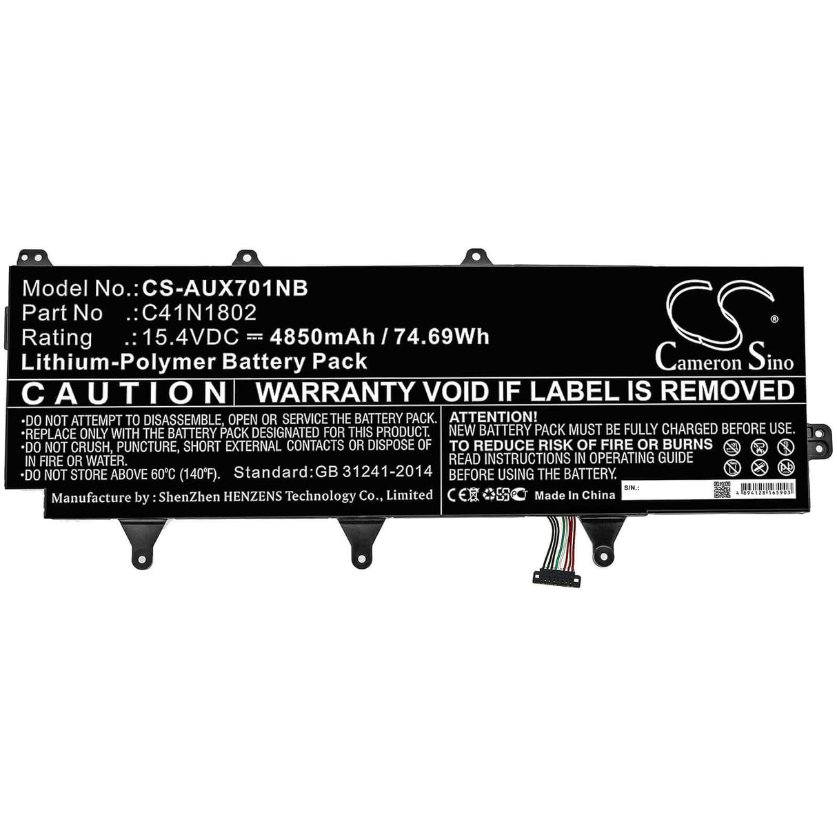 Battery For Asus, Gx701g, Gx701gv-ev016t, Gx701gv-ev052t 15.4v, 4850mah - 74.69wh Notebook, Laptop Cameron Sino Technology Limited