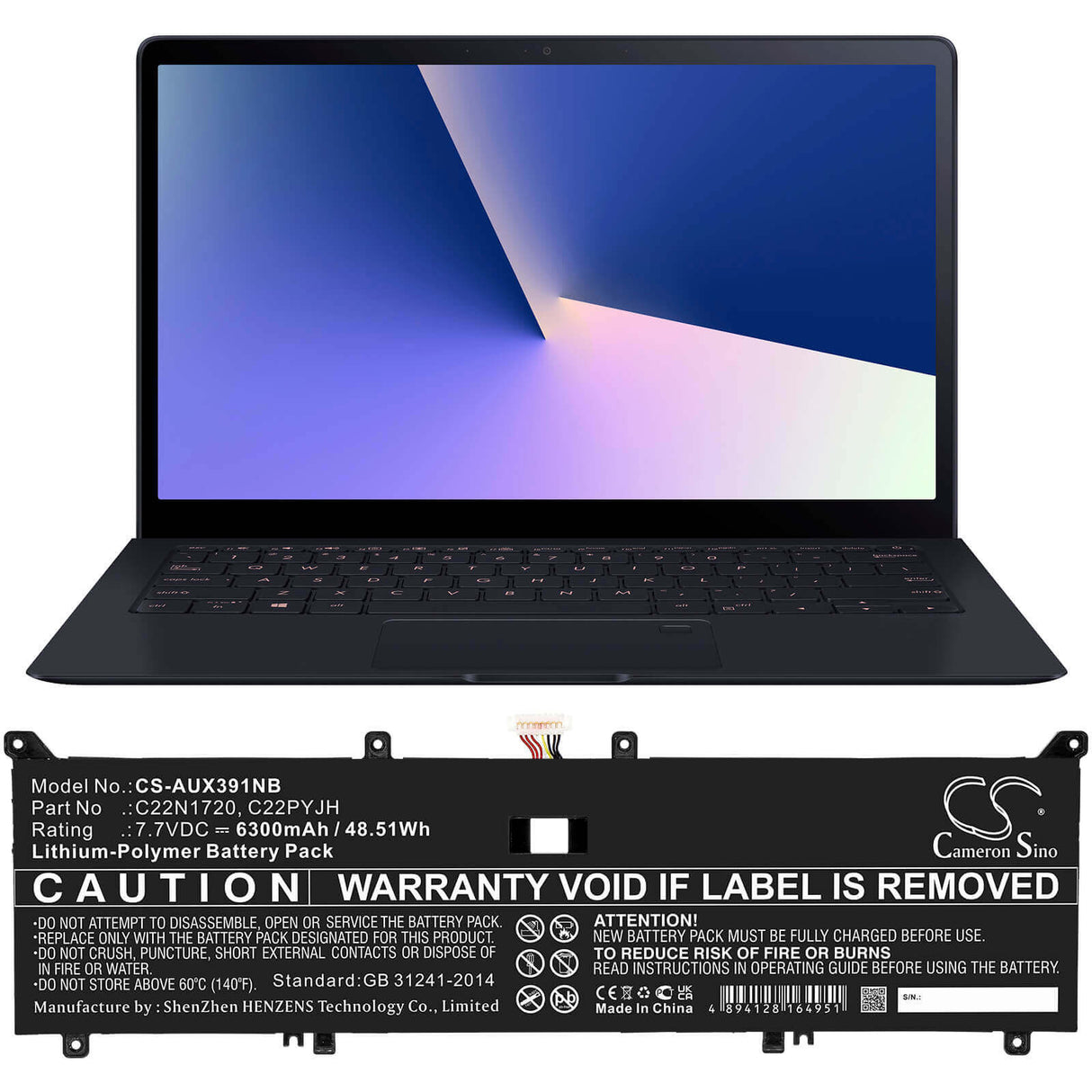 Battery For Asus, Ling Yao X, Ux391, Ux391fa 7.7v, 6300mah - 48.51wh Batteries for Electronics Cameron Sino Technology Limited (Suspended)