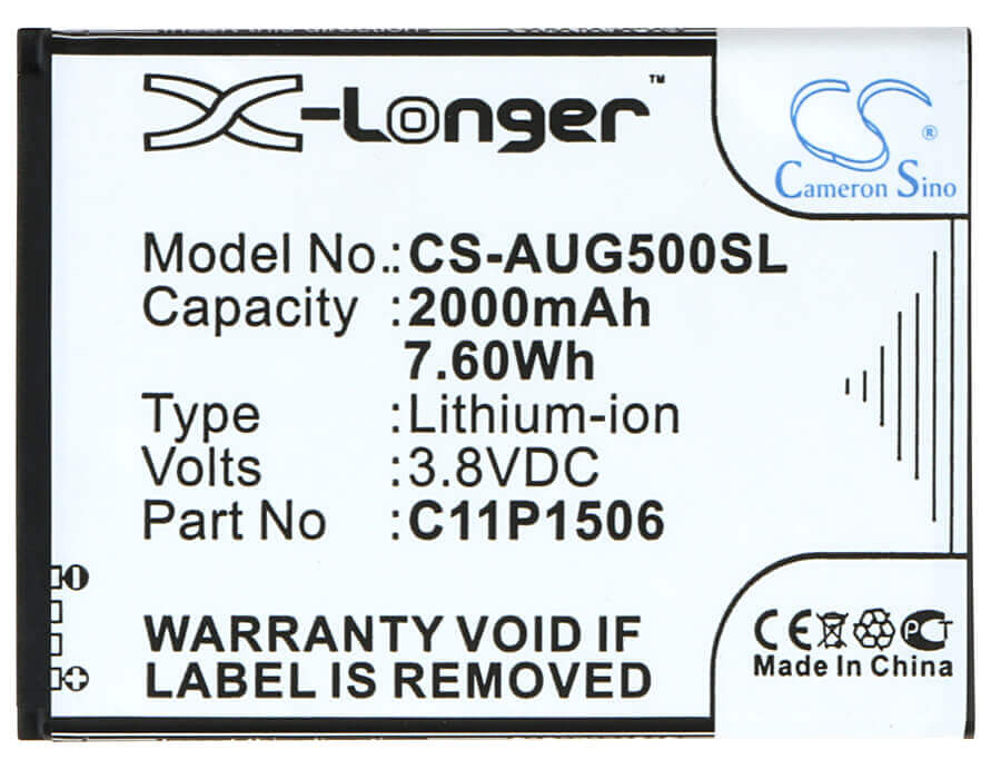 3.8V, Li-ion, 2000mAh, SmartPhone battery fits Asus, C11p1506, G500tg, Live Dual Sim, 7.6Wh Mobile, SmartPhone Cameron Sino Technology Limited (Smartphone)
