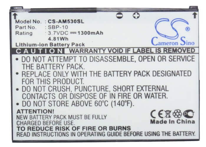 3.7V, Li-ion, 1300mAh, SmartPhone battery fits Asus, Sbp-10, Aries, Lamborghini Zx1, 4.81Wh Mobile, SmartPhone Cameron Sino Technology Limited (Smartphone)