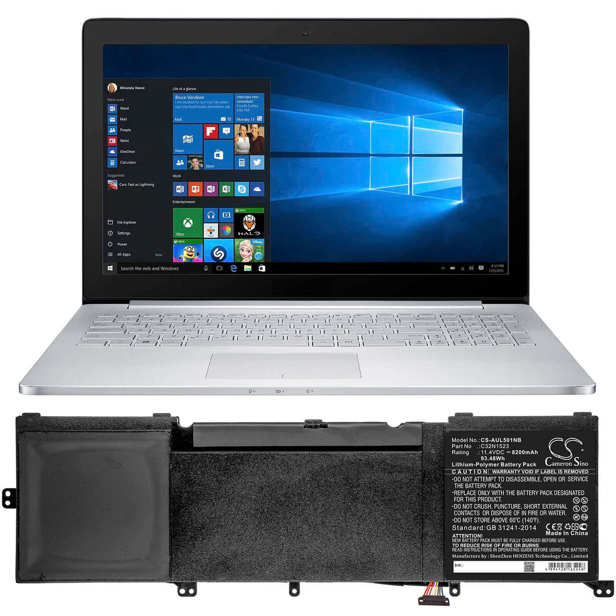 Battery For Asus, N501l, Ux501vw-f1020, Ux501vw-fy010t 11.4v, 8200mah - 93.48wh Notebook, Laptop Cameron Sino Technology Limited