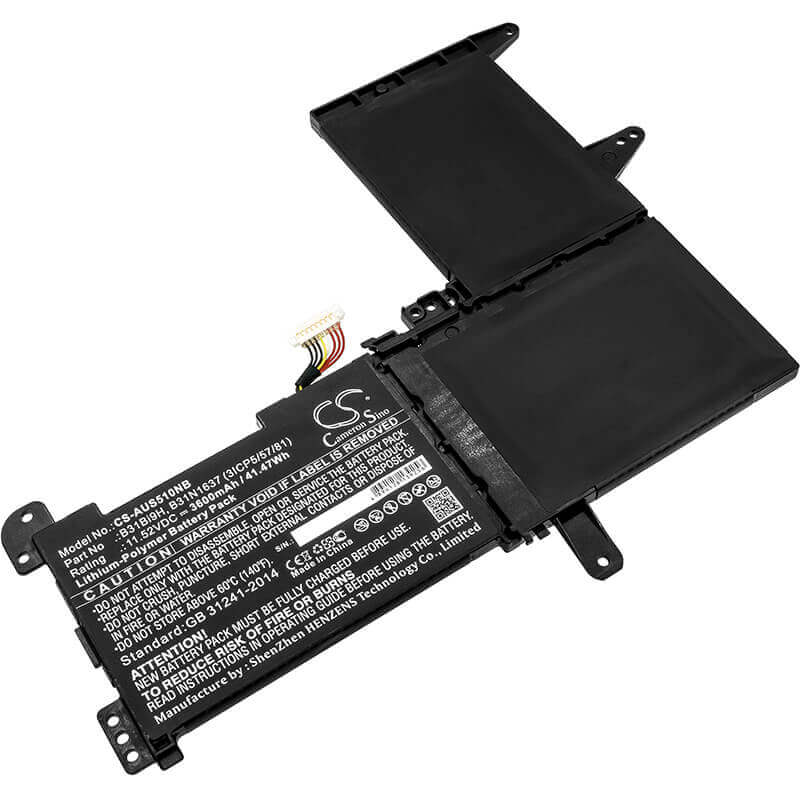 Notebook battery For Asus, N580gd, N580vd, S510 11.52v, 3600mah - 41.47wh Notebook, Laptop Cameron Sino Technology Limited