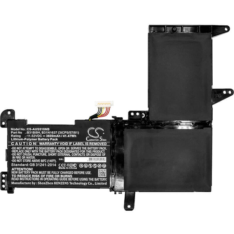 Notebook battery For Asus, N580gd, N580vd, S510 11.52v, 3600mah - 41.47wh Notebook, Laptop Cameron Sino Technology Limited