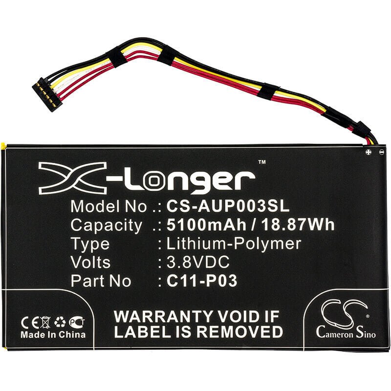 3.8V, Li-Polymer, 5100mAh, Tablet battery fits Asus, C11-p03, Padfone 2 (a68) Tablet, Padfone 2 Tablet, 18.87Wh Tablet Cameron Sino Technology Limited