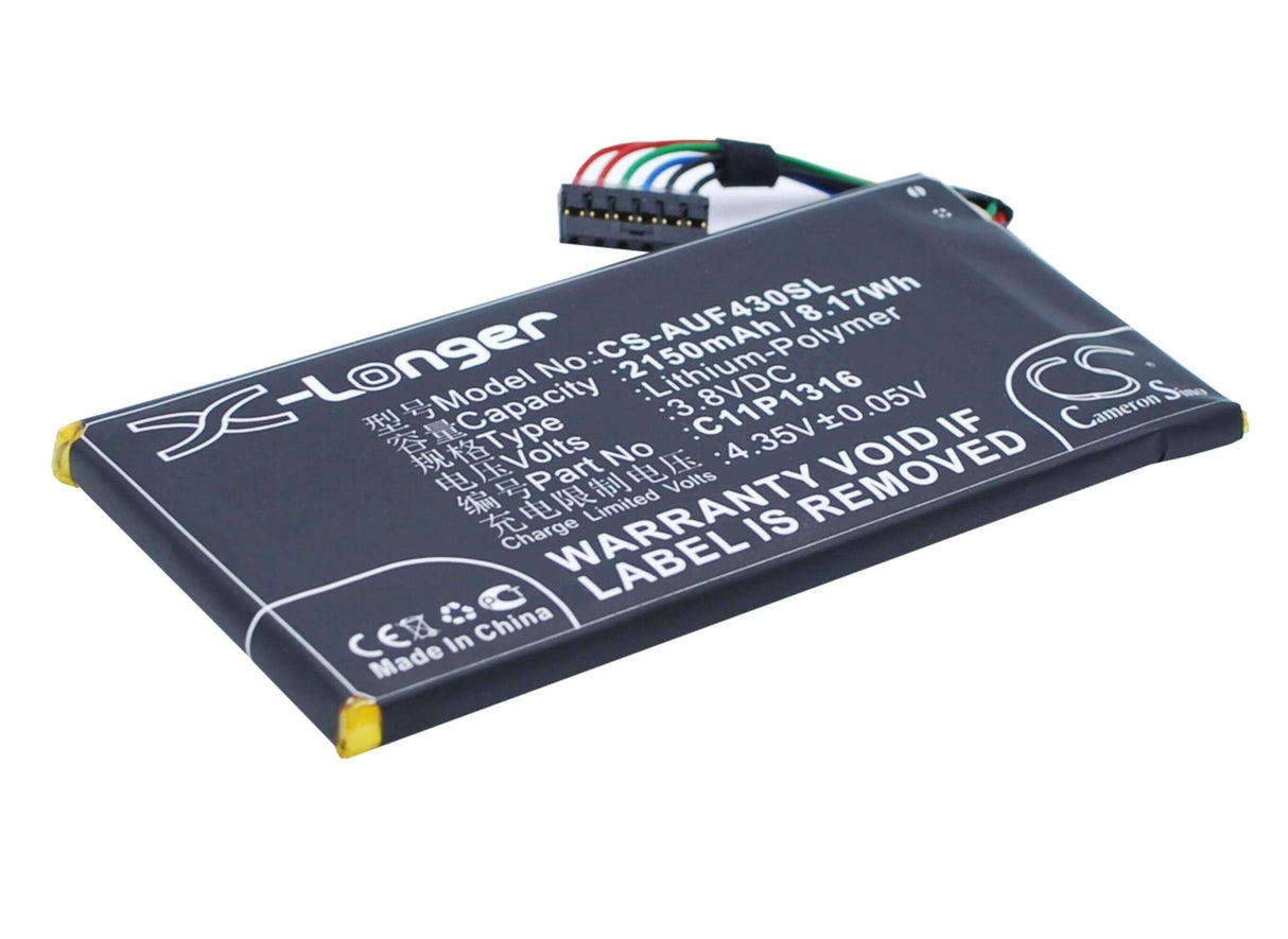 3.8V, Li-Polymer, 2150mAh, Tablet battery fits Asus, C11p1316, A11, Padfone Mini 4.3, 8.17Wh Tablet Cameron Sino Technology Limited