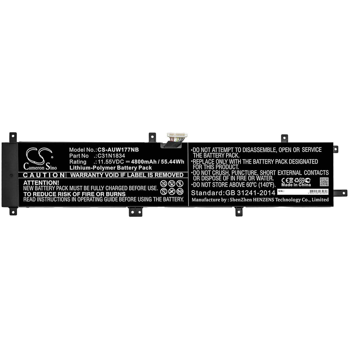 Battery For Asus, Proart Studiobook 17 H700gv, Proart Studiobook 17 W700g2t 11.55v, 4800mah - 55.44wh Notebook, Laptop Cameron Sino Technology Limited