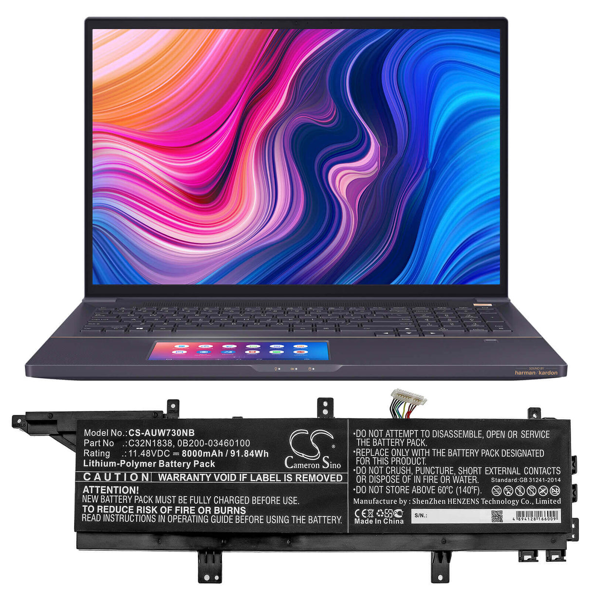 Battery For Asus, Proart Studiobook Pro X W730g5t 11.48v, 8000mah - 91.84wh Notebook, Laptop Cameron Sino Technology Limited