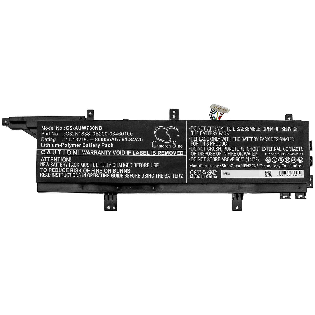 Battery For Asus, Proart Studiobook Pro X W730g5t 11.48v, 8000mah - 91.84wh Notebook, Laptop Cameron Sino Technology Limited