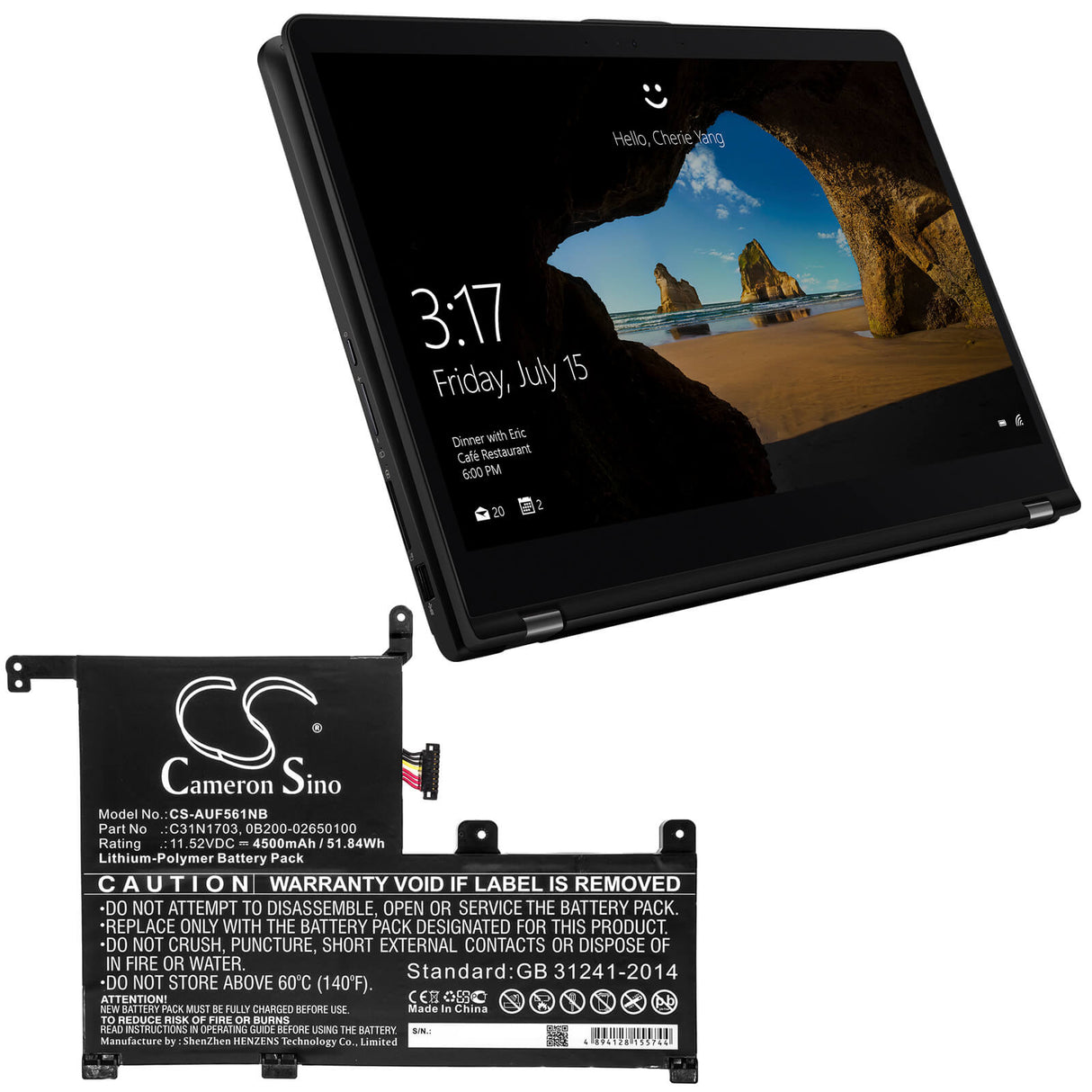 Battery For Asus, Q505ua, Q505ua-bi5t7, Q505ua-bi5t9 11.52v, 4500mah - 51.84wh Notebook, Laptop Cameron Sino Technology Limited