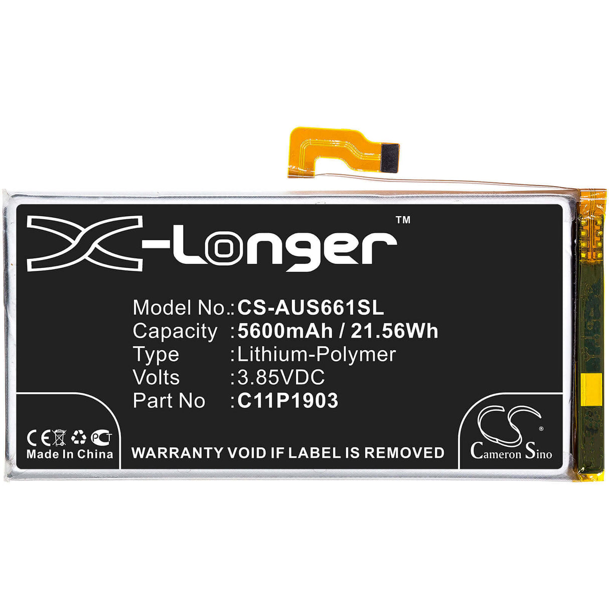 3.85V, Li-Polymer, 5600mAh, SmartPhone battery fits Asus, 0b200-03720100, Rog Phone 3, Rog Phone Iii, 21.56Wh Mobile, SmartPhone Cameron Sino Technology Limited (Smartphone)