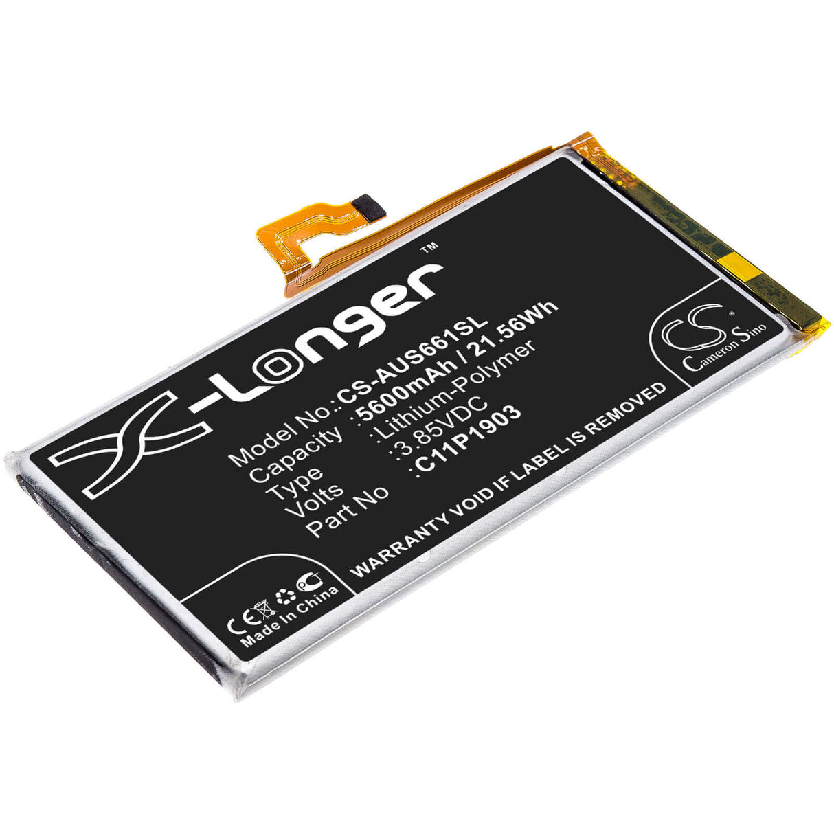 3.85V, Li-Polymer, 5600mAh, SmartPhone battery fits Asus, 0b200-03720100, Rog Phone 3, Rog Phone Iii, 21.56Wh Mobile, SmartPhone Cameron Sino Technology Limited (Smartphone)