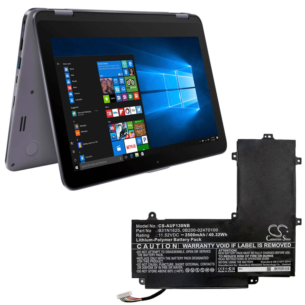 Battery For Asus, Tp203mah, Tp203mah-1e, Tp203mah-1g 11.52v, 3500mah - 40.32wh Notebook, Laptop Cameron Sino Technology Limited