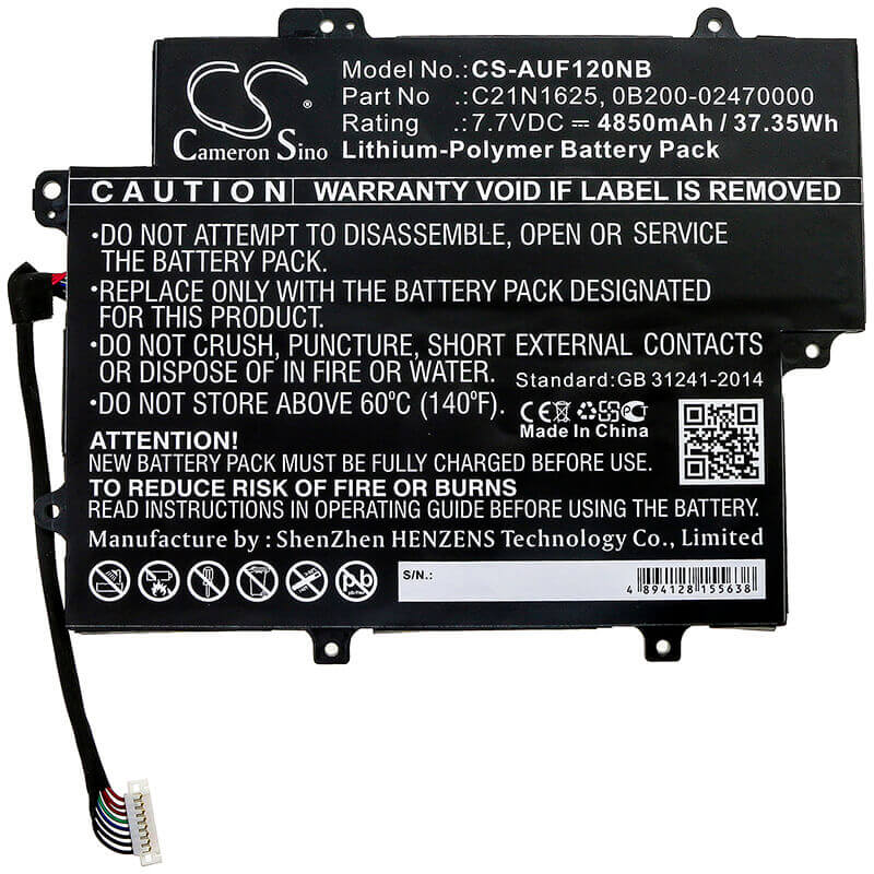 Battery For Asus, Tp203na, Tp203na-1e, Tp203na-1g 7.7v, 4850mah - 37.35wh Notebook, Laptop Cameron Sino Technology Limited