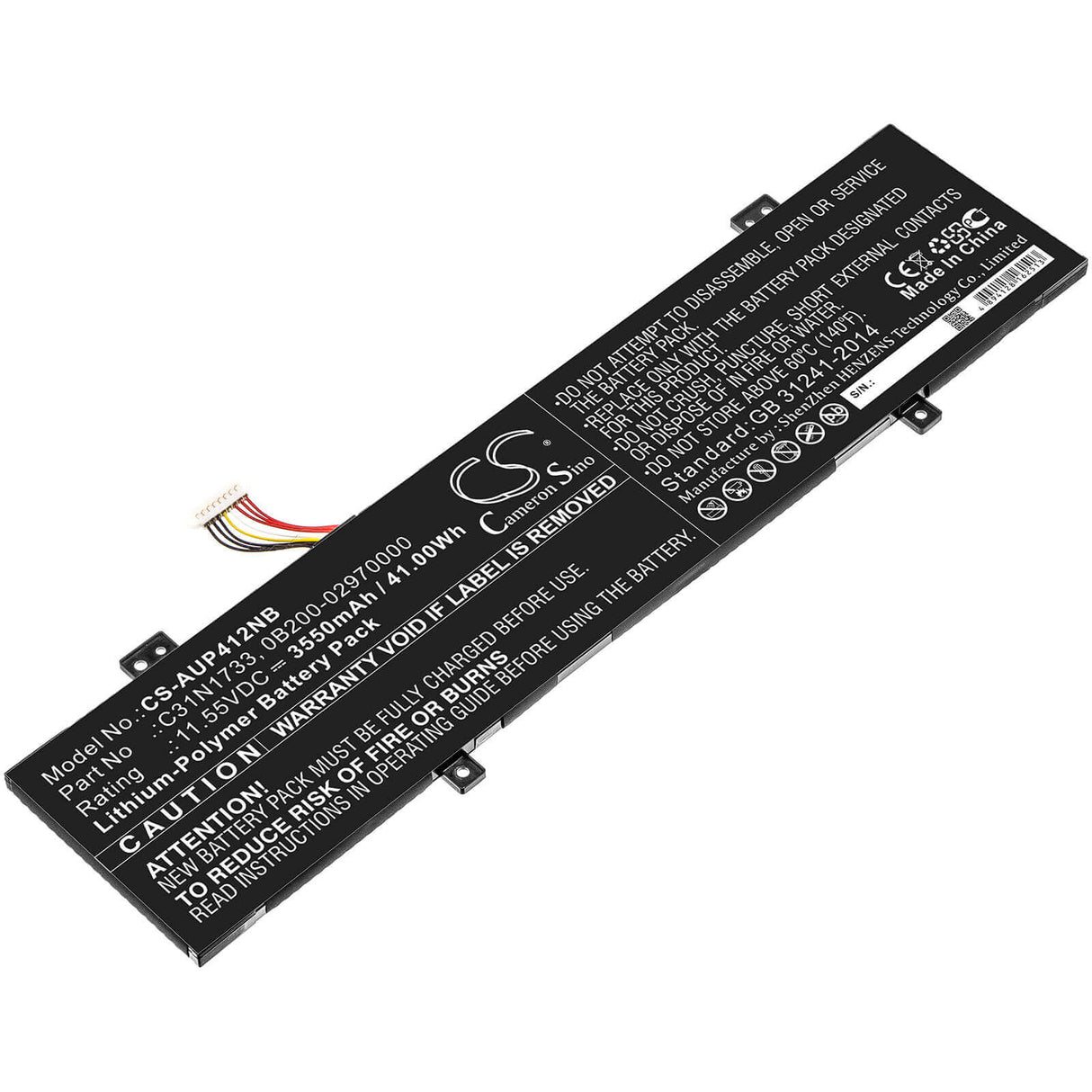 Battery For Asus, Tp412fa, Tp412fa-db72t, Tp412fa-ec011t 11.55v, 3550mah - 41.00wh Notebook, Laptop Cameron Sino Technology Limited