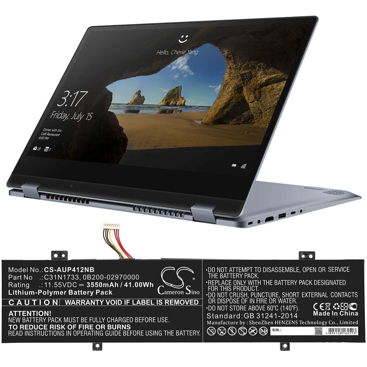 Battery For Asus, Tp412fa, Tp412fa-db72t, Tp412fa-ec011t 11.55v, 3550mah - 41.00wh Notebook, Laptop Cameron Sino Technology Limited