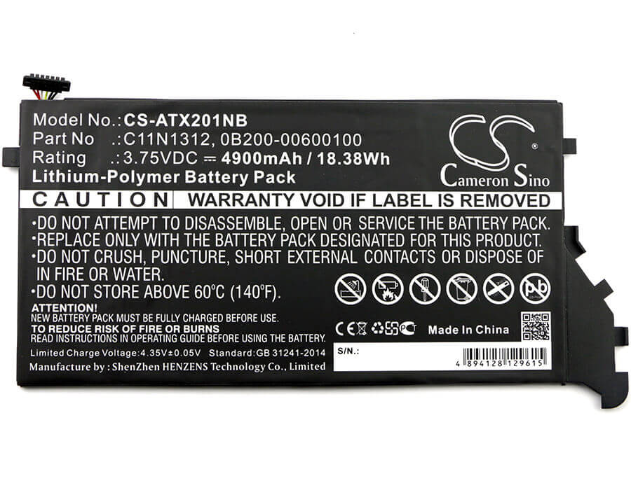 Battery For Asus, Transformer Book Tx201la, Tx201la 3.75v, 4900mah - 18.38wh Notebook, Laptop Cameron Sino Technology Limited