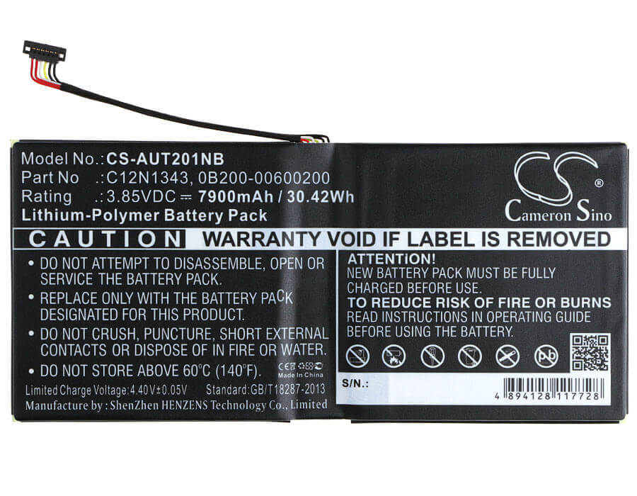 Battery For Asus, Transformer Book Tx201laf, Tx201 3.85v, 7900mah - 30.42wh Notebook, Laptop Cameron Sino Technology Limited