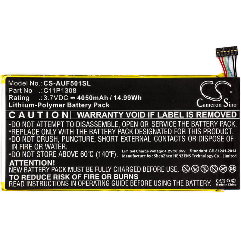 3.7V, Li-Polymer, 4050mAh, Tablet battery fits Asus, 0b200-00620100, Transformer Pad Tf501t, Transformer Pad Tf502t, 14.99Wh Tablet Cameron Sino Technology Limited