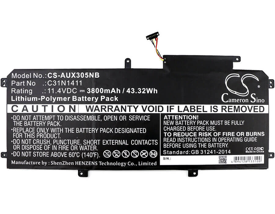 Notebook Battery For Asus, U305ca6y30, U305f 13.3 Inch, U305fa5y10 11.4v, 3800mah - 43.32wh Notebook, Laptop Cameron Sino Technology Limited