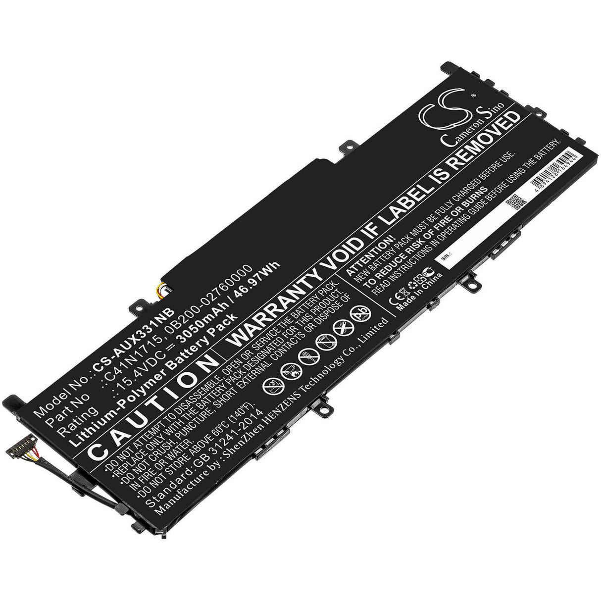 Battery For Asus, U3100fn, U3100un, Ux331fn 15.4v, 3050mah - 46.97wh Notebook, Laptop Cameron Sino Technology Limited