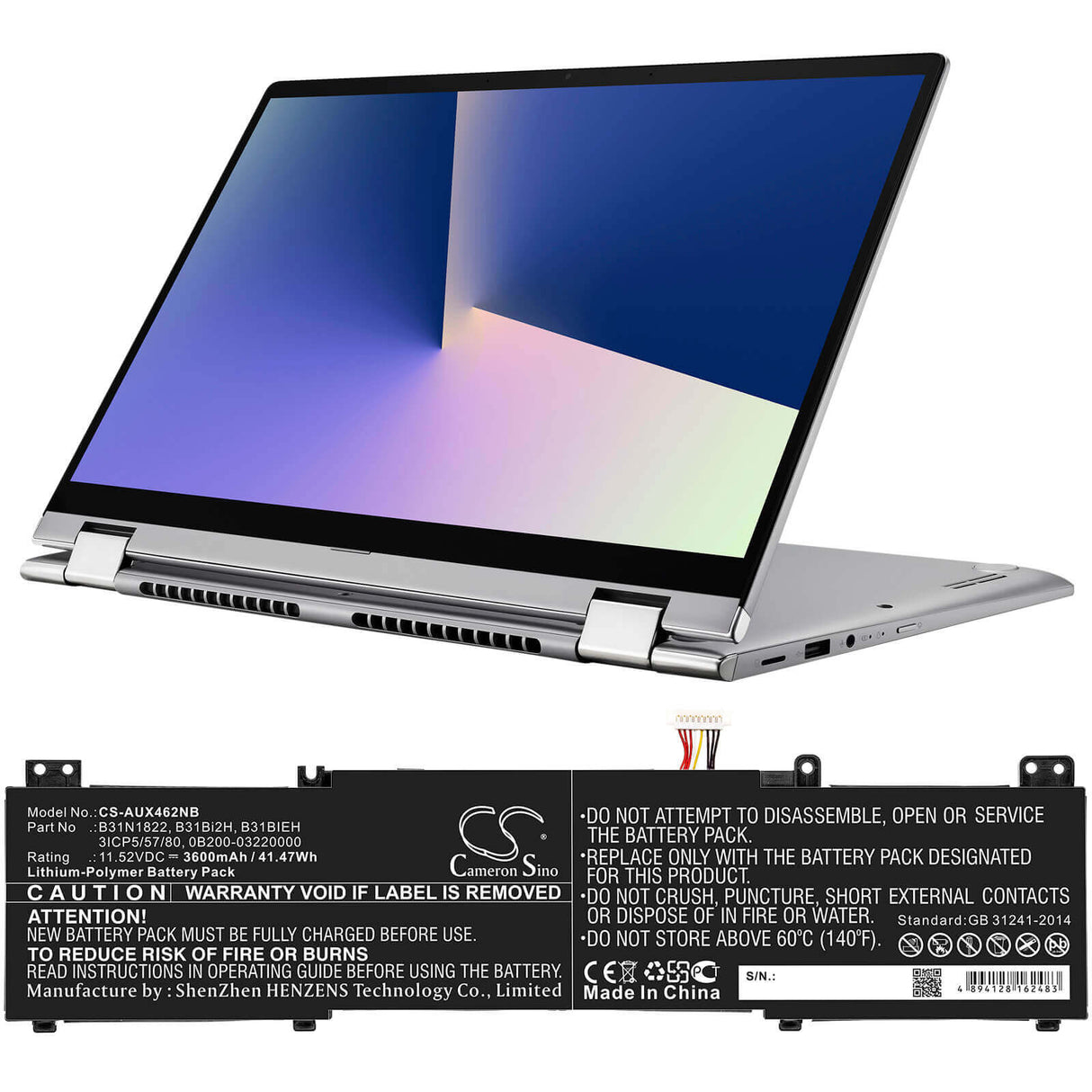 Notebook Battery For Asus, Um462da, Ux462, Ux462d 11.52v, 3600mah - 41.47wh Notebook, Laptop Cameron Sino Technology Limited