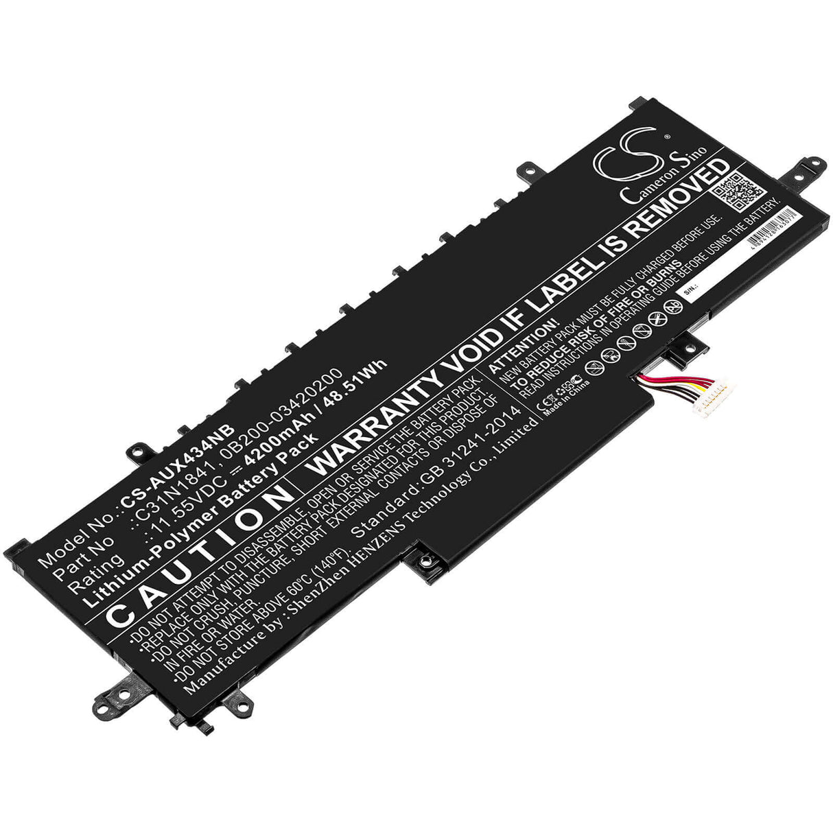 Battery For Asus, Ux334, Ux334fl-0043b8565u 11.55v, 4200mah - 48.51wh Notebook, Laptop Cameron Sino Technology Limited