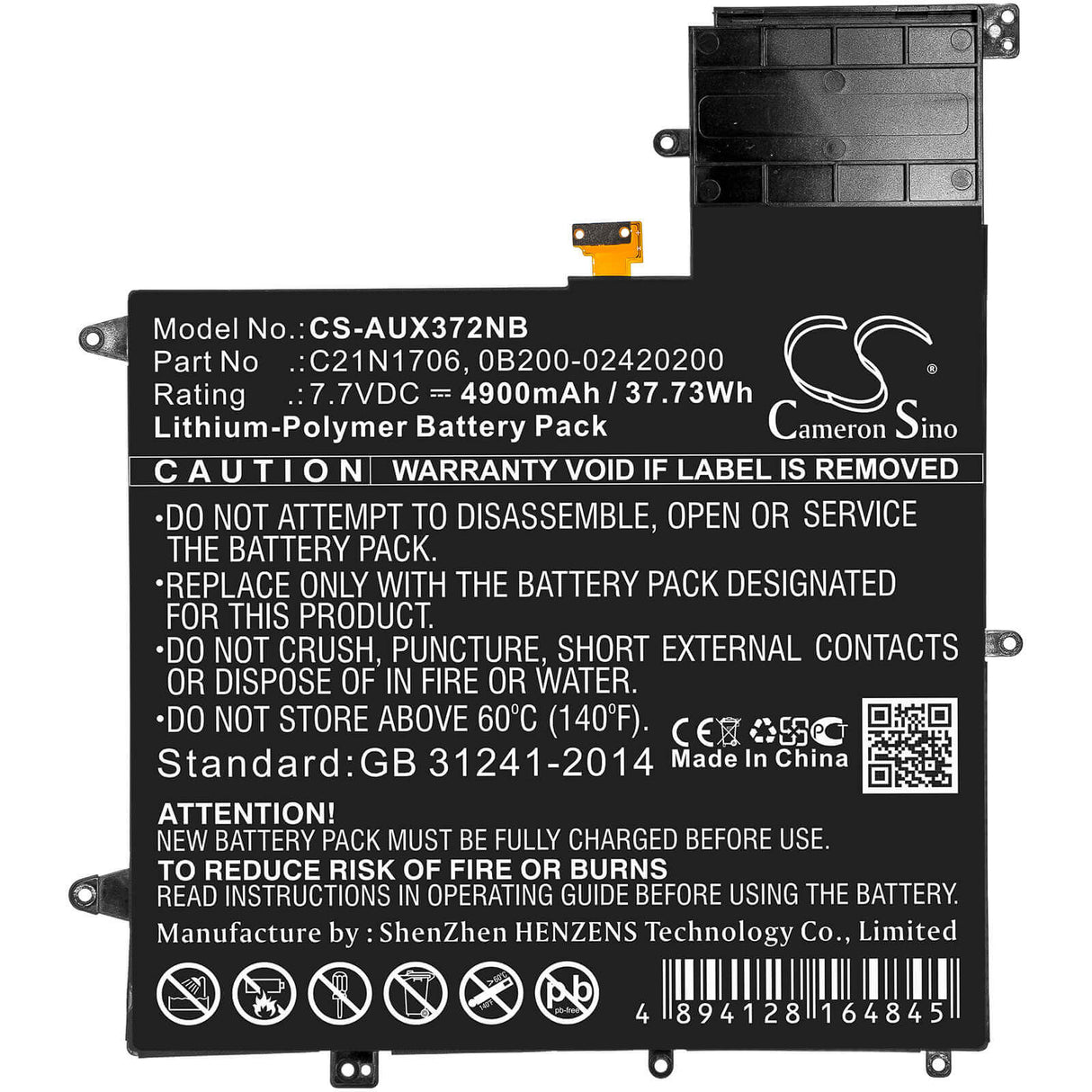 Battery For Asus, Ux370f, Ux370ua-0061a7500u, Ux370ua-c4058t 7.7v, 4900mah - 37.73wh Notebook, Laptop Cameron Sino Technology Limited
