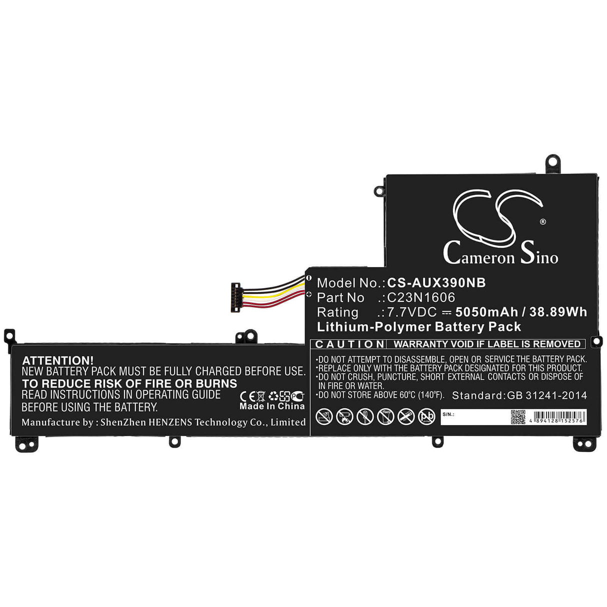 Notebook battery For Asus, Ux390, Ux390u, Ux390ua 7.7v, 5050mah - 38.89wh Notebook, Laptop Cameron Sino Technology Limited