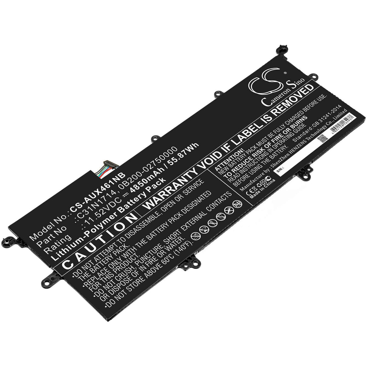 Notebook Battery For Asus, Ux461, Ux461fa, Ux461fa-1a 11.52v, 4850mah - 55.87wh Notebook, Laptop Cameron Sino Technology Limited