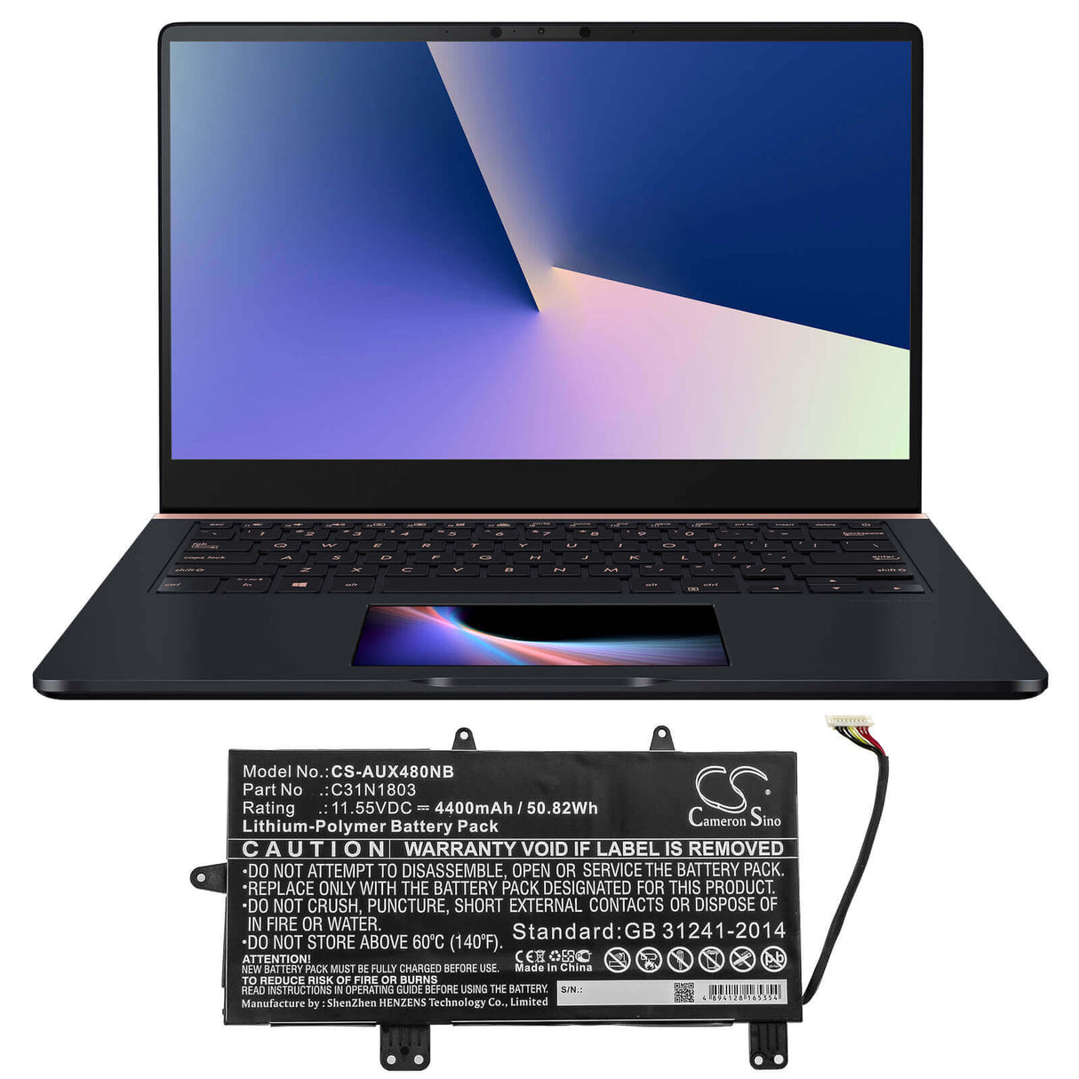 Battery For Asus, Ux480fd Ux450fd, Zenbook Pro 14 Ux480 11.55v, 4400mah - 50.82wh Notebook, Laptop Cameron Sino Technology Limited