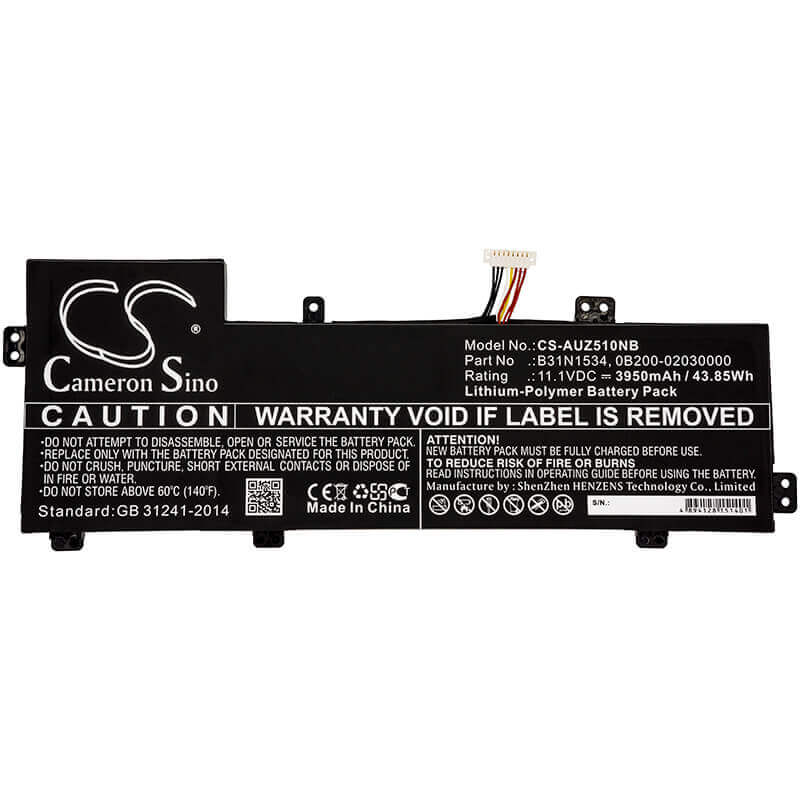 Battery For Asus, Ux510uw, Ux510uw1a, Ux510uw-1a 11.1v, 3950mah - 43.85wh Notebook, Laptop Cameron Sino Technology Limited