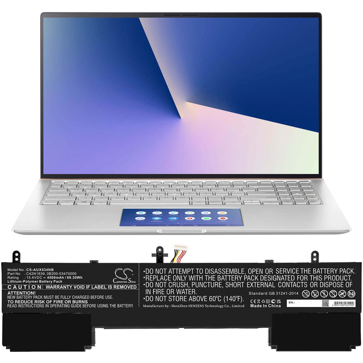Battery For Asus, Ux534fa, Ux534ft, Ux534ft-0043b8565u 15.4v, 4500mah - 69.30wh Notebook, Laptop Cameron Sino Technology Limited