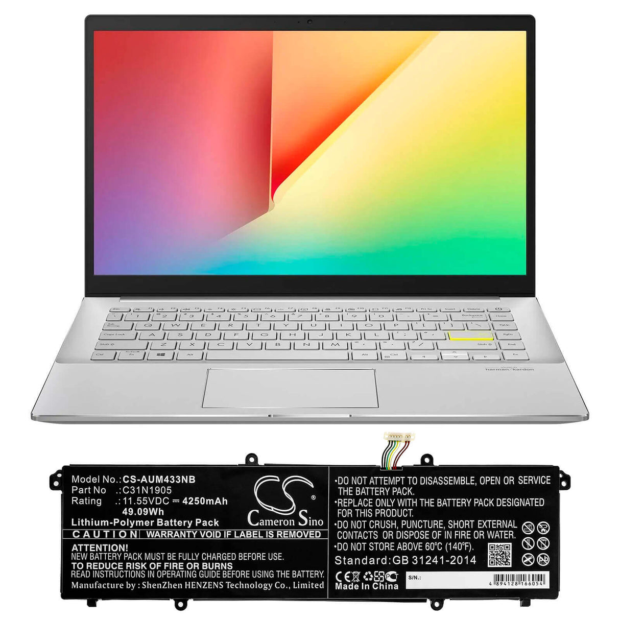 Battery For Asus, Vivobook 14 S433fl-eb072t, Vivobook 14 S433fl-eb093t 11.55v, 4250mah - 49.09wh Notebook, Laptop Cameron Sino Technology Limited