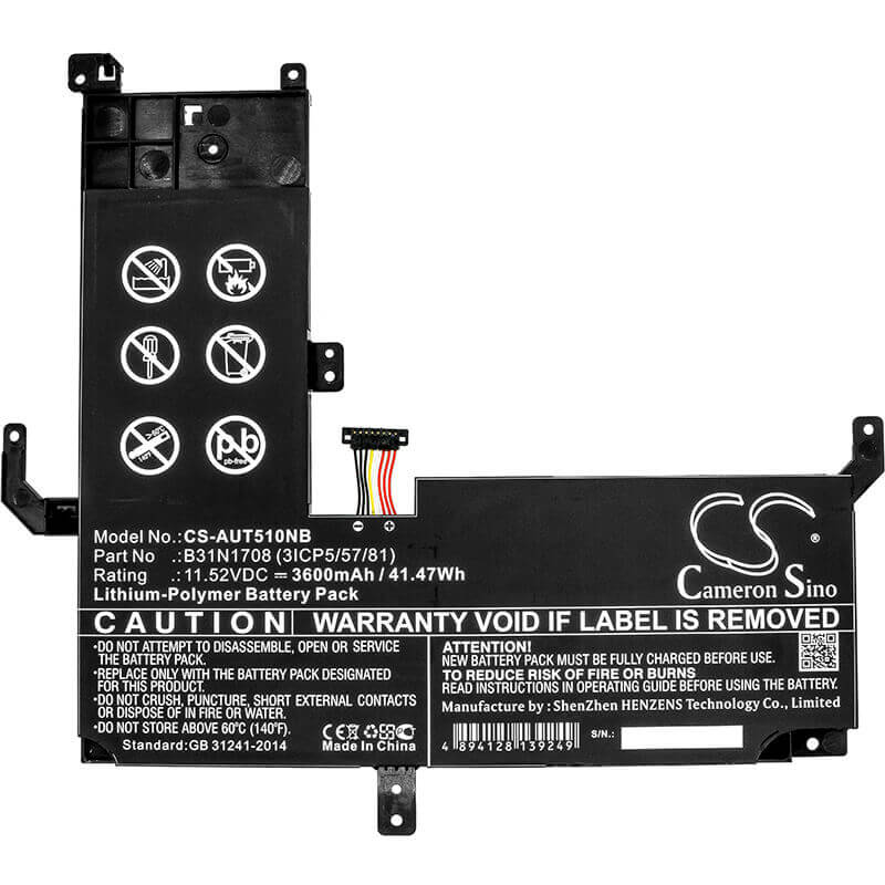Battery For Asus, Vivobook Flip Tp510, Vivobook Flip Tp510ua, 11.52v, 3600mah - 41.47wh Notebook, Laptop Cameron Sino Technology Limited